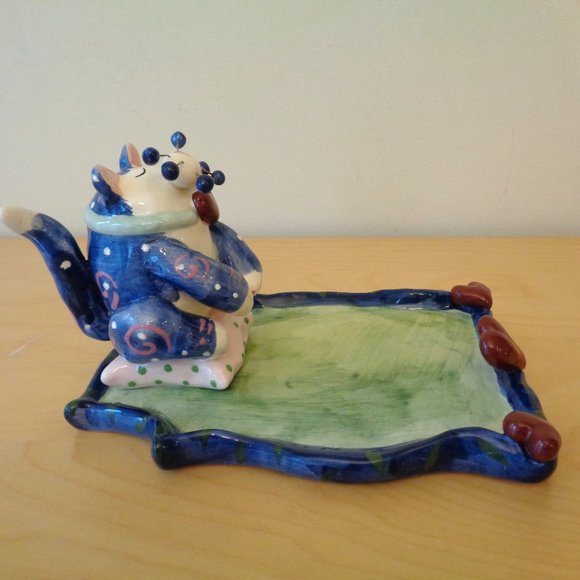 WhimsiClay Cat by Amy Lacombe Hearts Memo Pad Post It Holder Retired Vintage NEW - Picture 3 of 7